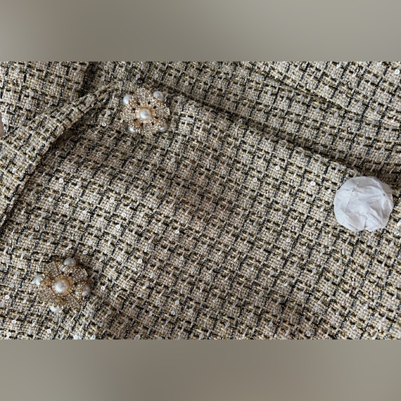 Self Portrait GOLD BOUCLE OPEN NECK MINI DRESS - Picture 3 of 3